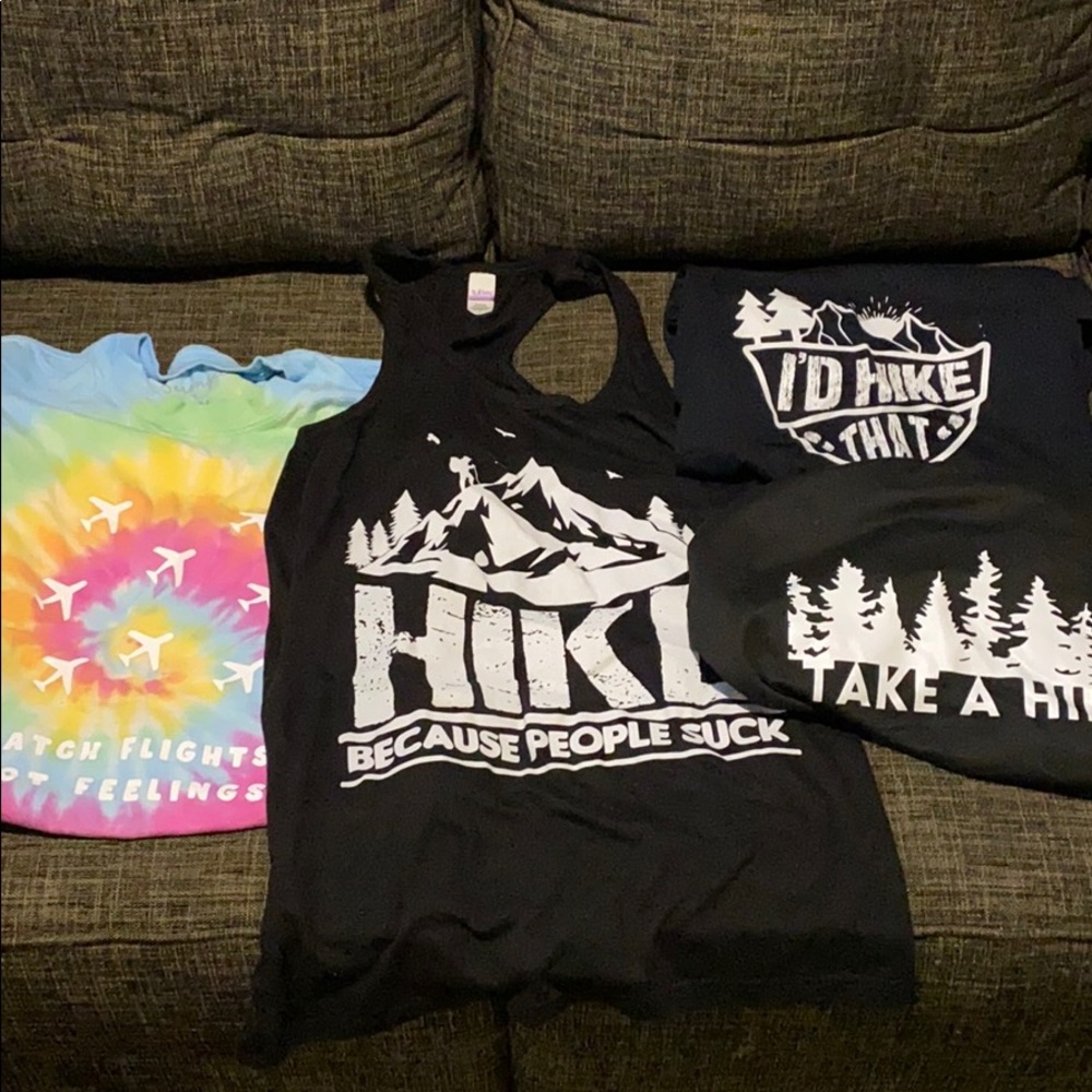 NWOT 4 Tshirt, pullover, tank bundle hiking/travel